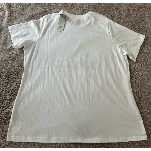 Adidas Womens Regular fit Short Sleeve Logo T-Shirt Shirt White Solid - Picture 8 of 11